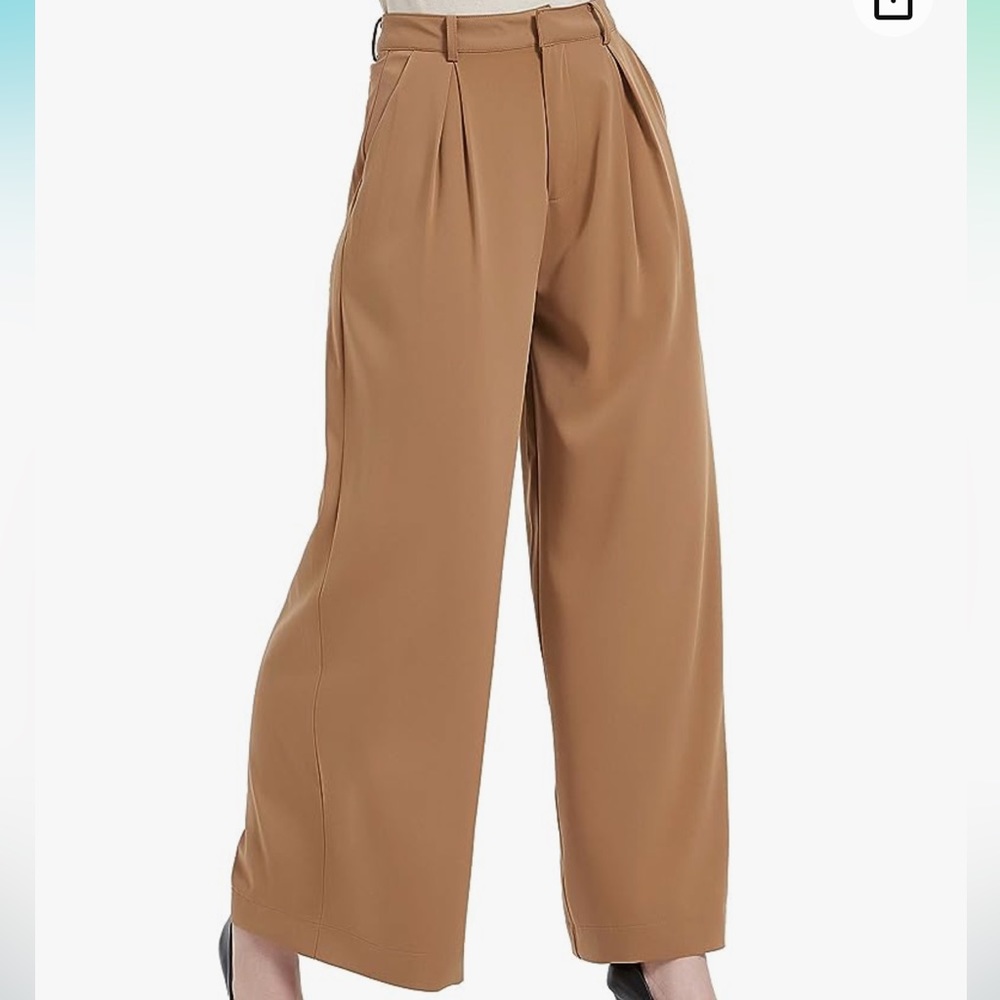 High waist Tan wide leg trousers